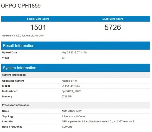 OPPO Realme 1跑分曝光 下一个千元爆款