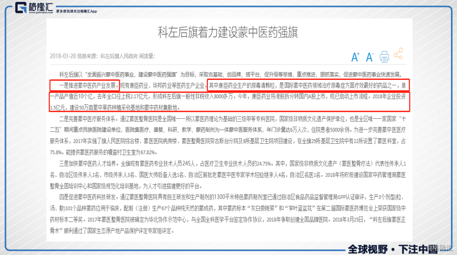 康臣药业:携手内蒙古通辽市,着力打造中国蒙医