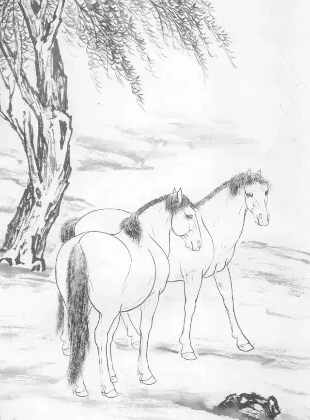 工笔马的画法及线描骏马