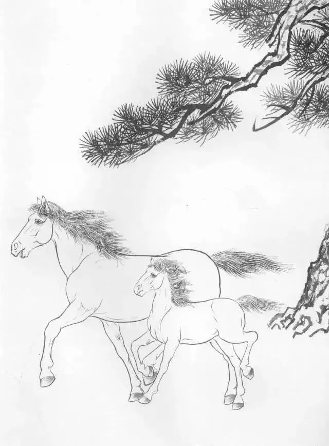 工笔马的画法及线描骏马