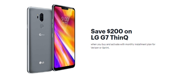 LG G7 ThinQ百思买提供1300元折扣:到手价38