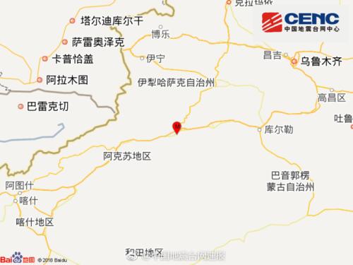 新疆阿克苏地区库车县发生4.2级地震 震源深度7千米