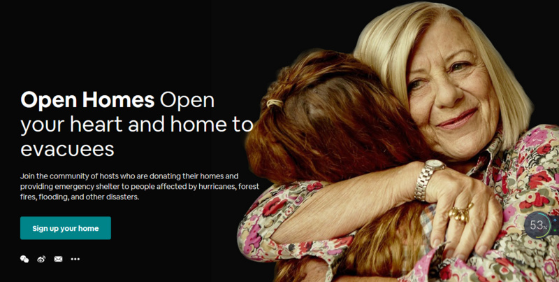 Airbnb 拓展公益平台 Open Homes，为灾民提供免费住所