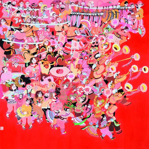 胶南年画亮相上合青岛峰会展览