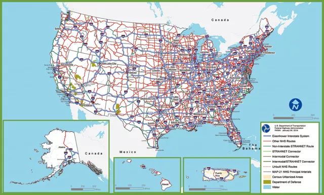 美国道路运输管理局官方公路网地图