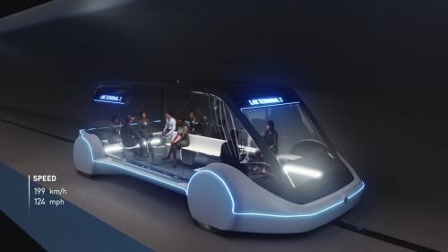 马斯克旗下公司所设计的「滑板式」隧道车，将成为芝加哥市区与奥黑尔机场的未来交通选项之一。(图片来源：Boring公司视频截图)