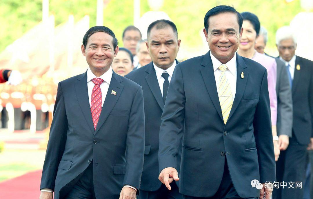 缅甸吴温敏总统出访泰国,阵仗不一般!