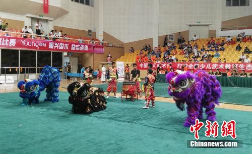 2018年北京第十五届少儿武术比赛中舞狮比赛。宋宇晟 摄