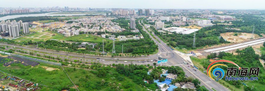 瞰海南 航拍海口江东新区 路网建设稳步推进