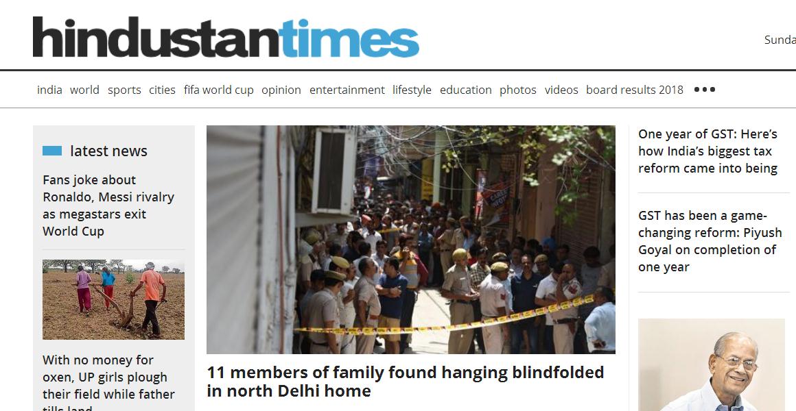 印度一家11口疑集体自杀：10人蒙眼上吊 1人陈尸地上