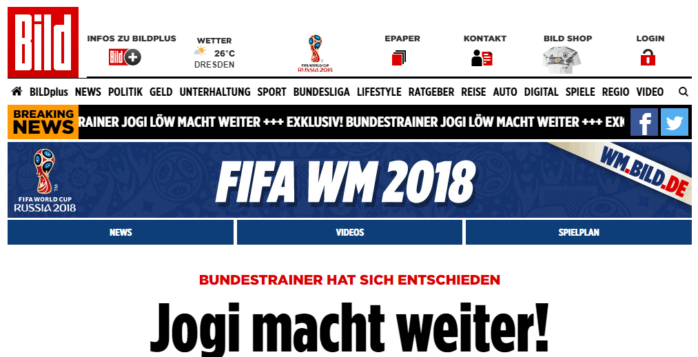 德国队主帅勒夫宣布留任 目标锁定2020年“欧洲杯”冠军
