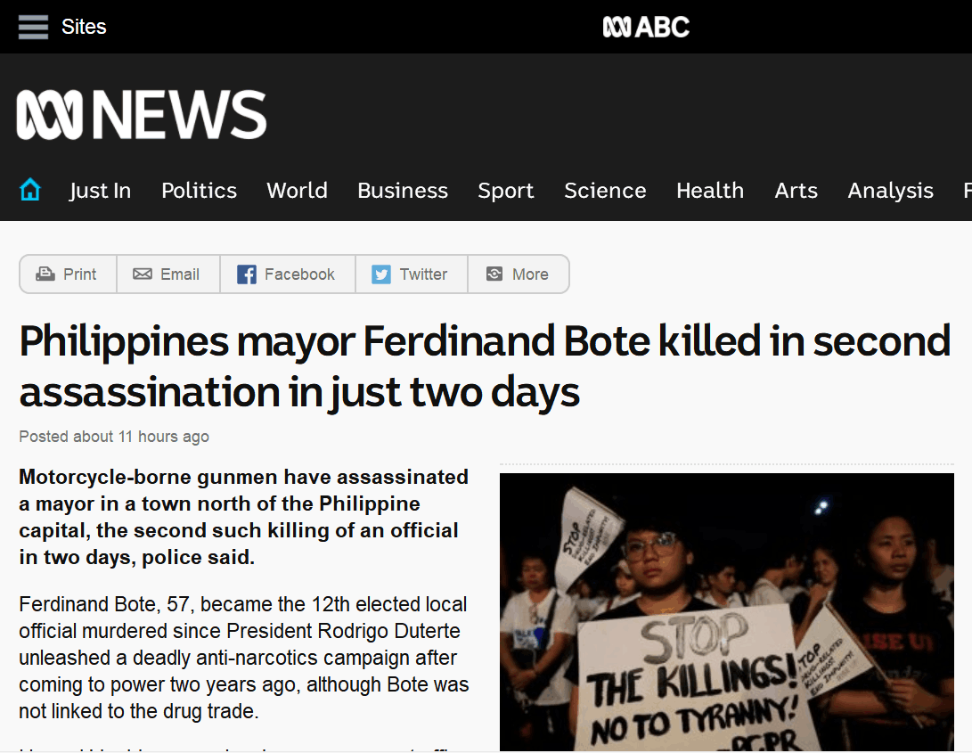 不到48小时，菲律宾又一名地方首长遭枪杀！