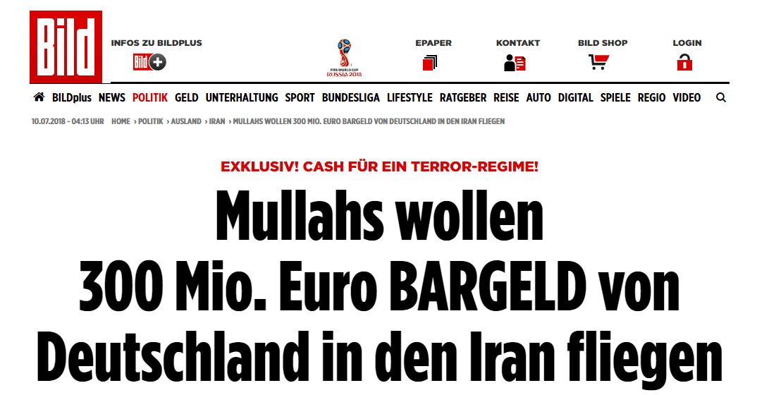 德媒：伊朗拟从德国提现3亿欧元以规避美国制裁