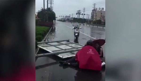 台风“玛莉亚”肆虐 温州一男子被倒下的路牌压伤身亡
