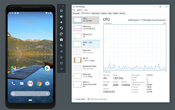 谷歌出品：安卓模拟器正式支持AMD CPU和微软Hyper-V