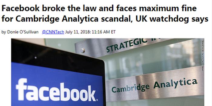 FB可能被罚50万英镑：系数据保护法规定最大罚款