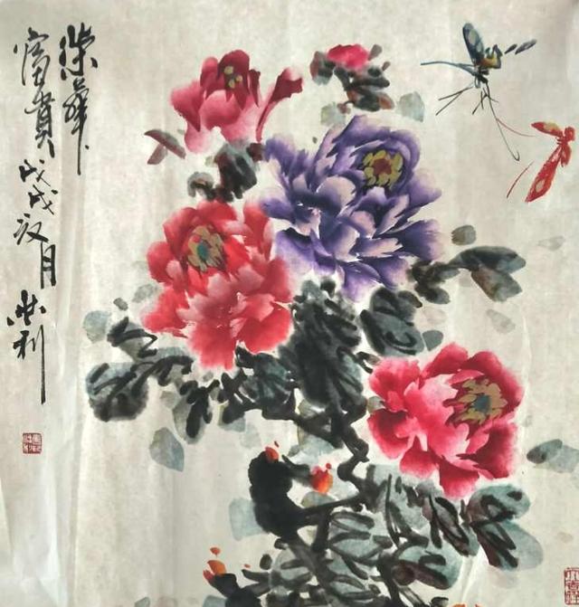 當代實力派花鳥畫家曹洪利先生寫意牡丹畫欣賞