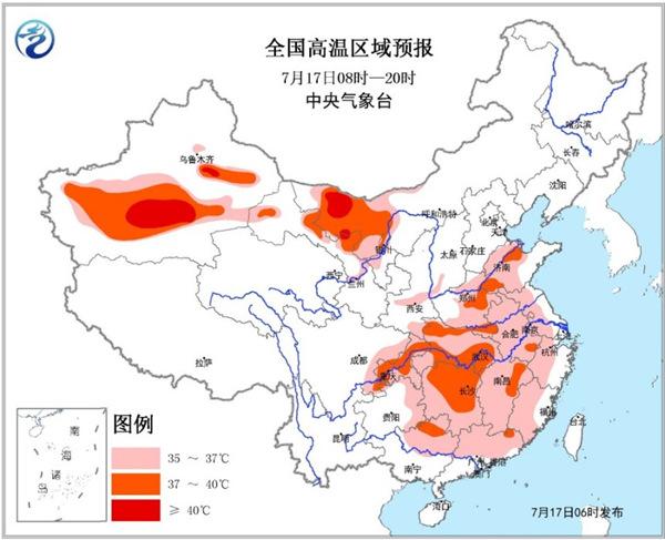 高温黄色预警：重庆湖北江西湖南等地最高可达39℃