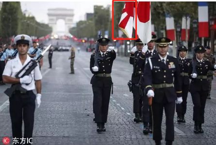 乱得一塌糊涂的法国阅兵上 “旭日旗”也登场了