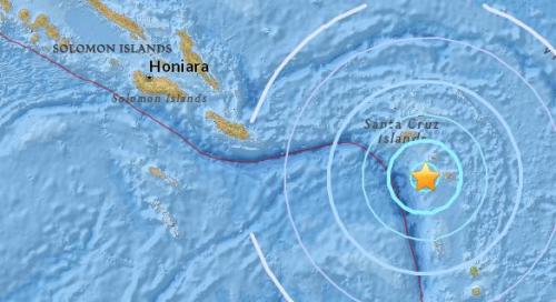 所罗门附近海域发生5.9级地震 震源深度59.8公里