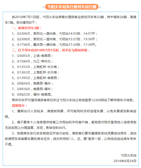 调图后高铁班次减少了，江西弋阳县政府呼吁增加停靠车次