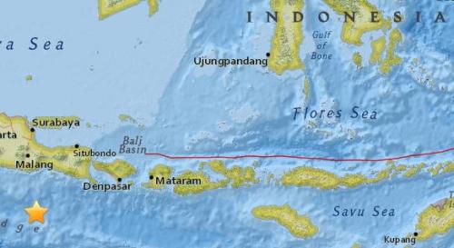 印尼南部附近海域发生5.4级地震 震源深度43.4公里