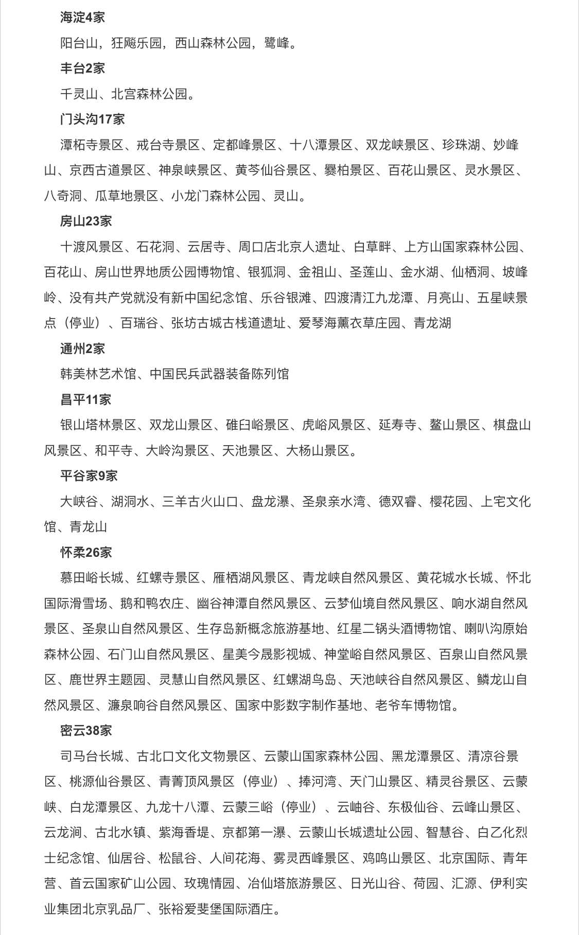 北京因降雨临时关闭132家景区