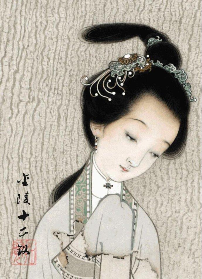 中国古美術★純手描き十二条屏・十二金釵仕女画芯★国画・張大千印款・肉筆・宣紙 中国古美術☆純手描き十二条屏・十二金釵仕女画