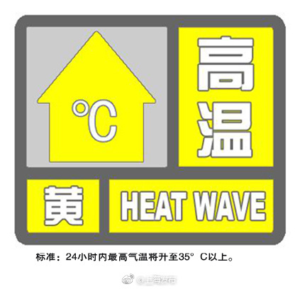 上海再发高温黄色预警，最高气温将达到35-36℃
