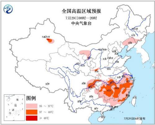 高温黄色预警:重庆湖北新疆等7省市区气温超37℃