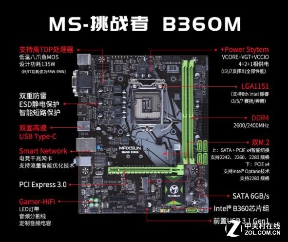 铭瑄b360m接线图