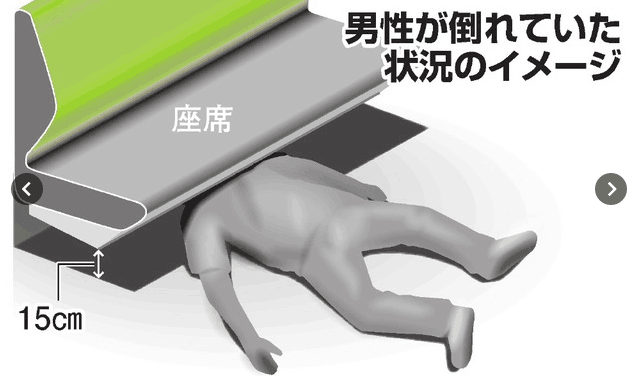 日本电车一男子上半身被座椅卡住 1小时后得救