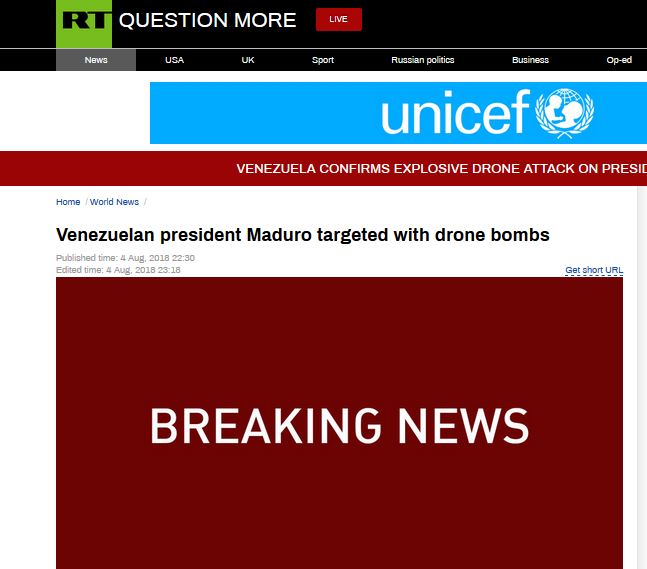 委内瑞拉总统马杜罗遭无人机炸弹袭击 目前已安全离开现场