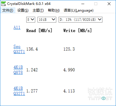 飞行堡垒 5-HDD 读写速度测试