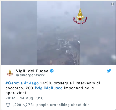 差一步就要跌下去 意大利热那亚大桥倒塌35死