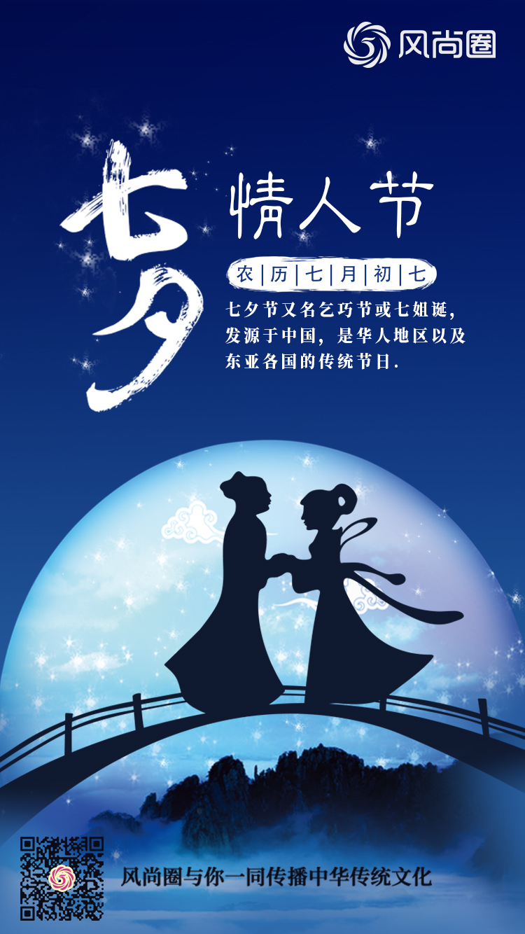 每年的农历七月初七是中国的传统节日"七夕节.
