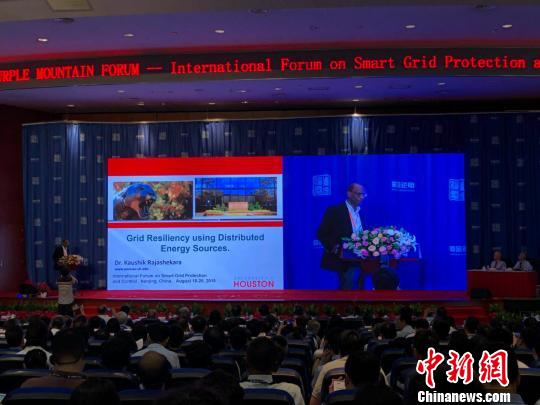 18日上午，“2018紫金论电――智能电网保护和运行控制国际学术研讨会”在南京举行。中外电力专家与会。　朱晓颖 摄