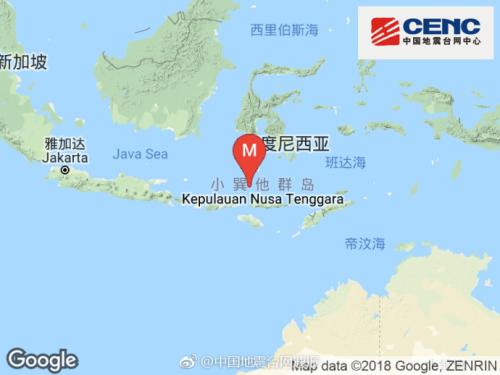 印尼弗洛勒斯海发生6.4级地震 震源深度540千米