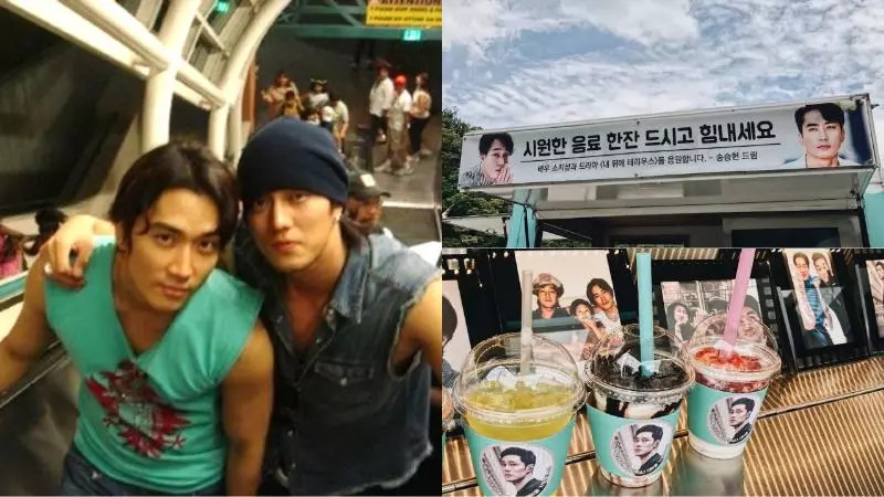 男神之间持续20年以上的友情!宋承宪为正在拍摄《我身后的陶斯》的苏志燮送上应援咖啡车! 男神之间持续20年以上的友情!宋承宪为正在拍摄《我身后的陶斯》