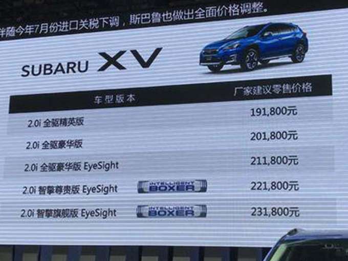 新款斯巴鲁XV正式开卖 售价为19.18-23.18万元-图2