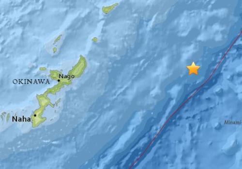 日本冲绳附近海域发生5.1级地震 震源深度10公里