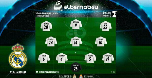 皇马vs西班牙人首发:阿森西奥、本泽马领衔