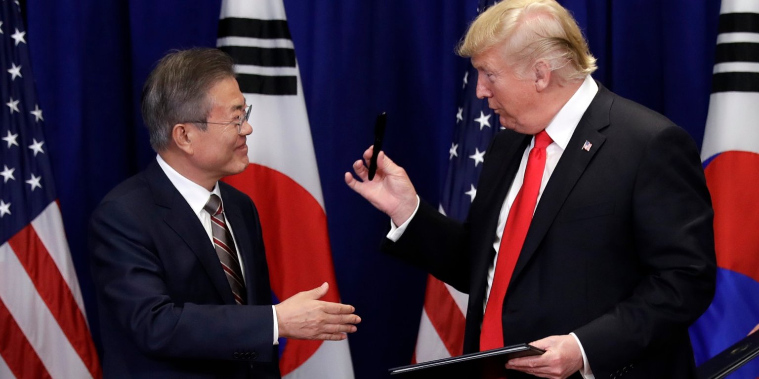 特朗普任上首份双边贸易协议！美韩签署贸易修正协议