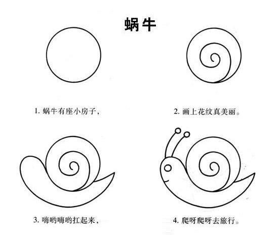 蜗牛的简单画法!