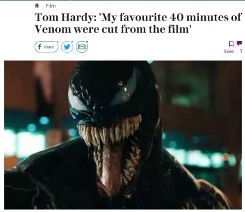 《毒液》意料之中的失望?男主汤老师:我最喜欢的40分钟全被剪!