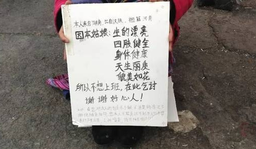 湖南女孩在丽江街头乞讨,牌子上写的字亮了__凤凰网