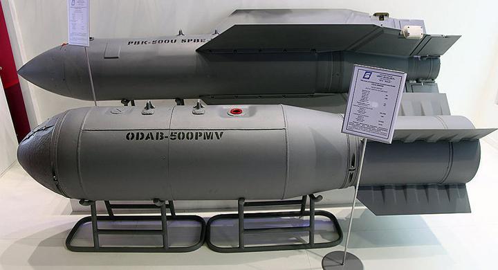 pbk-500u"钻头)航空炸弹和 odab-500pmv 航空炸弹