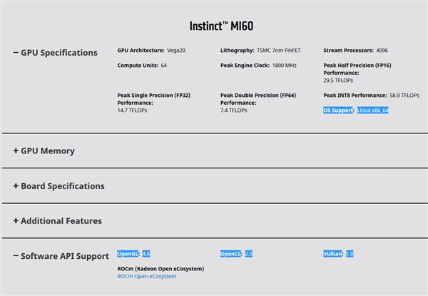 游戏再见！AMD最强GPU Radeon Instinct MI60仅支持Linux系统…