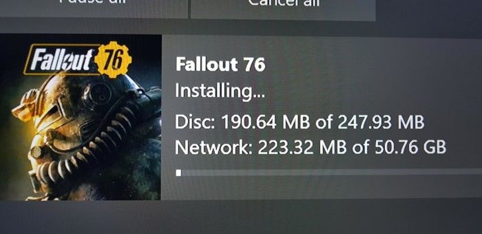 Fallout 76安装包有51GB 但在光盘上只有247MB数据