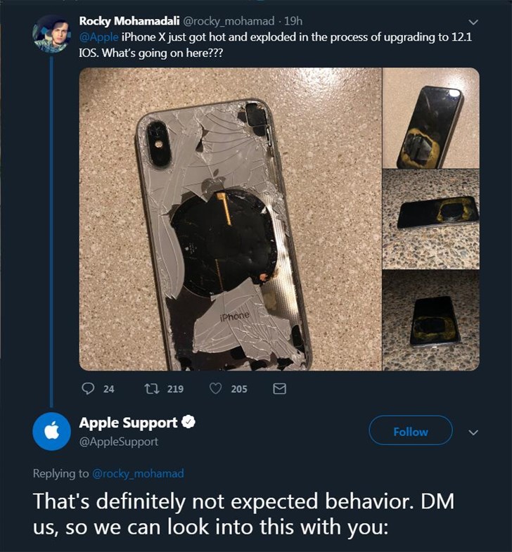 iPhone X升级iOS 12.1爆炸，苹果称只是巧合